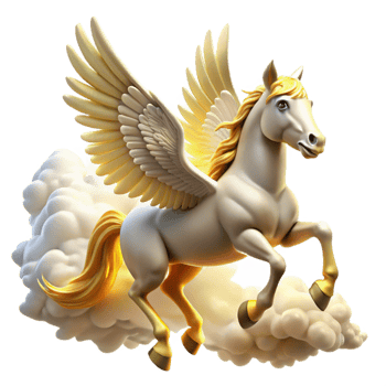serene vintage A Majestic Pegasus Soaring Through the Cl original png