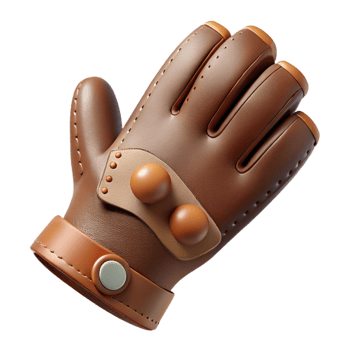 dramatic minimalist Leather Gloves Buttoned Brown Cutout premium png