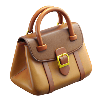 vibrant traditional Leather Handbag Brown Isolated on Transparent Background detailed png