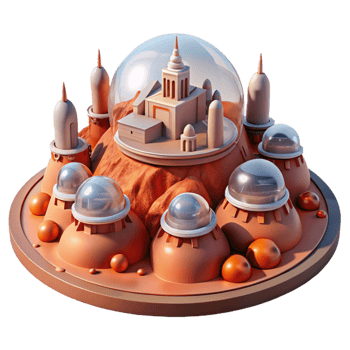 serene creative A Futuristic City Built on Mars Red Dust high quality png