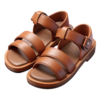 magnificent minimalist Leather Sandals Brown Isolated Element genuine png