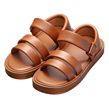 elegant creative Leather Sandals Brown Isolated Element detailed png
