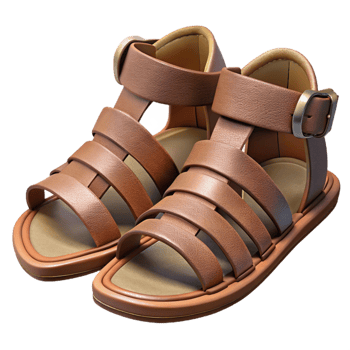 impressive classic Leather Sandals Gladiator Style Brown Isolated Element exclusive png