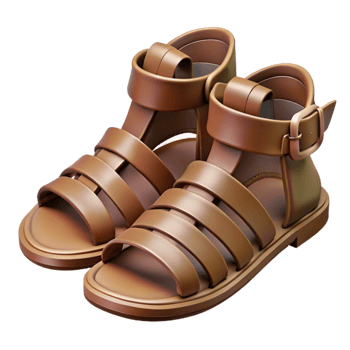 extraordinary artistic Leather Sandals Gladiator Style Brown Isolated Element high quality png