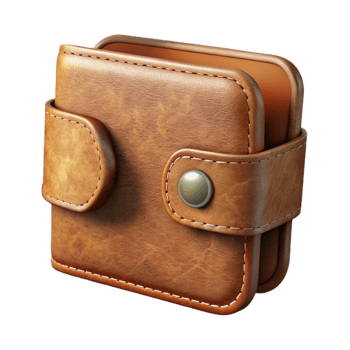 vibrant creative Leather Wallet Brown Transparent Background Cutout high resolution png