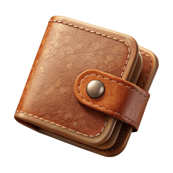 beautiful abstract Leather Wallet Top View Cutout detailed png