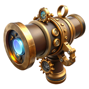 dramatic rustic A Steampunk Telescope with Intricate Lense authentic png