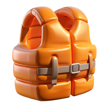 serene minimalist Life Jacket Orange Inflatable Transparent Background png