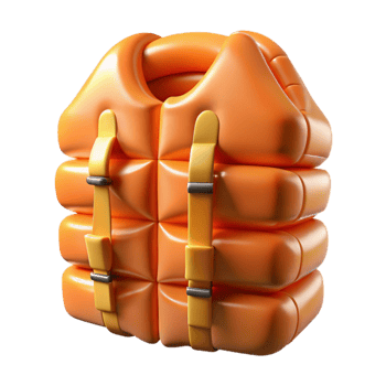 serene classic Life Jacket Orange Inflatable Transparent Background high resolution png