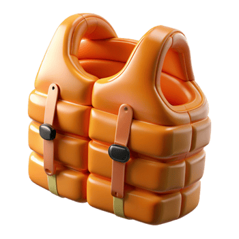 impressive artistic Life Vest Orange Inflated Transparent Background premium png