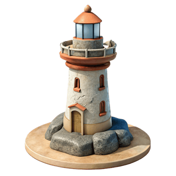 dramatic rustic Lighthouse by the Sea Isolated professional png