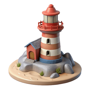 impressive modern Lighthouse by the Sea Isolated authentic png