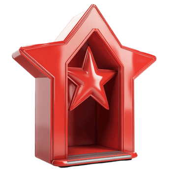 Red Star-Shaped Shelf with Transparent Glass Center png