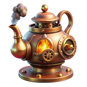 impressive rustic A Whimsical Steampunk Teapot with Intrica professional png