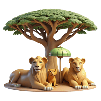 beautiful classic A Majestic Lion Pride Resting Under the S png