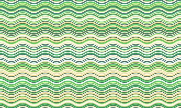 Serene green and cream wavy stripes background. Perfect for textile design, website banners, or packaging. This calming, abstract pattern evokes nature and tranquility. vector