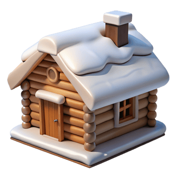 wonderful rustic Log Cabin Transparent with Snow on Roof professional png