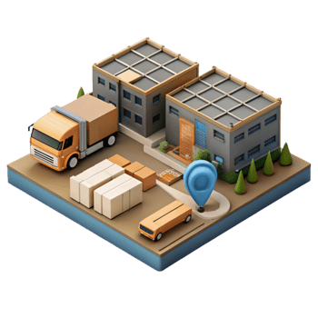 beautiful minimalist Logistics Hub Aerial View Isolated high quality png