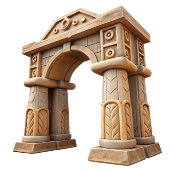 elegant abstract Lost Temple Archway Carved Symbols Cutout original png