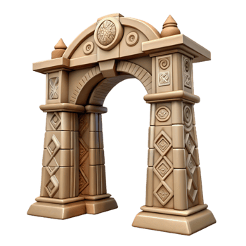 dramatic minimalist Lost Temple Archway Carved Symbols Cutout exclusive png