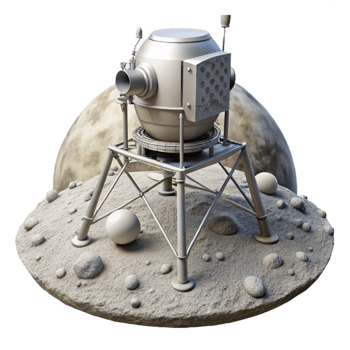 magnificent rustic Lunar Lander on Moon Surface Isolated authentic png