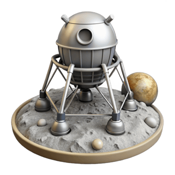 dramatic modern Lunar Lander on Moon Surface Isolated original png