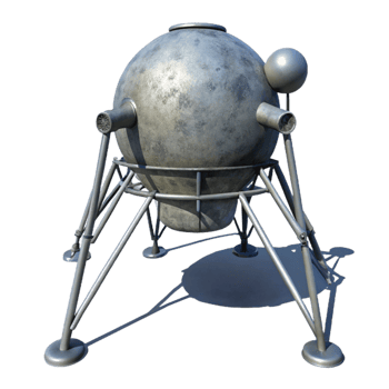 elegant vintage Lunar Lander Silhouette with Detailed Shadows Transparent Background png