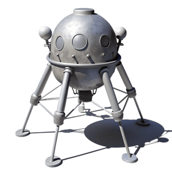 wonderful modern Lunar Lander Silhouette with Detailed Shadows Transparent Background authentic png