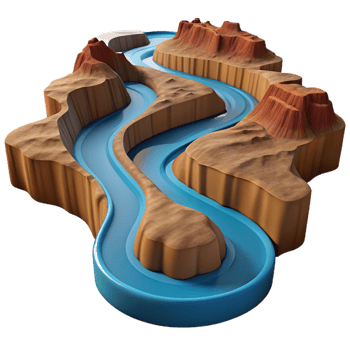 stunning rustic A Winding River Flowing Through a Canyon premium png