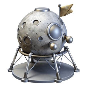 magnificent rustic Lunar Module Flag Planted on Surface authentic png