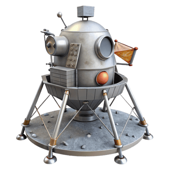 beautiful rustic Lunar Module Flag Planted on Surface premium png