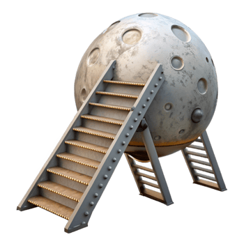 dramatic minimalist Lunar Module Ladder Cutout with Descent Steps high resolution png