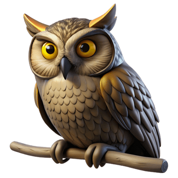 wonderful classic Portrait of a Wise Old Owl with Piercing Y detailed png