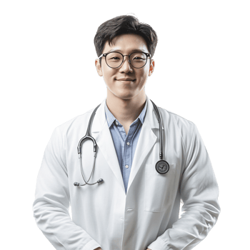A male doctor in a white coat png
