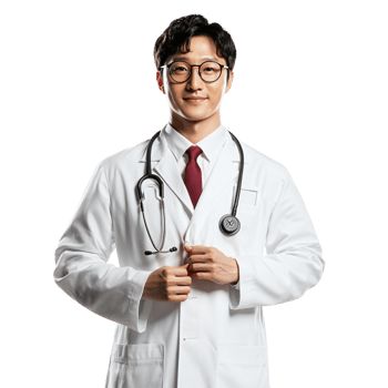 A male doctor in a white coat and tie png