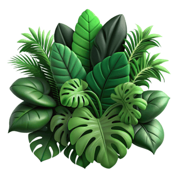 vibrant creative Lush Jungle Foliage Dark Green Transparent detailed png