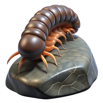 vibrant traditional A Centipede Crawling on a Rock Dark Shad detailed png