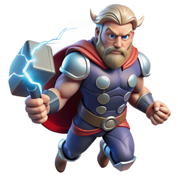 stunning classic Thor Wielding Mjolnir God of Thunder professional png