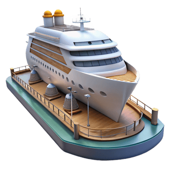 wonderful contemporary Luxury Cruise Ship at Dock Side View Cutout high quality png