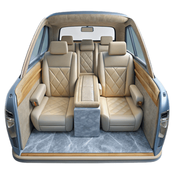 impressive contemporary Luxury Sedan Interior Backseat View Transparent Background png