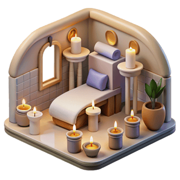 impressive rustic Luxury Spa Treatment Room with Candles Cutout original png
