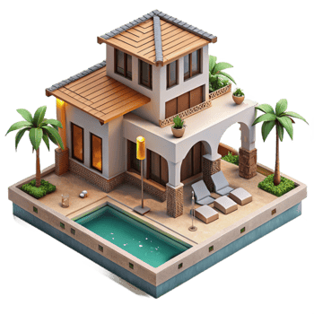 serene vintage Luxury Villa with Private Pool Isolated Element high quality png