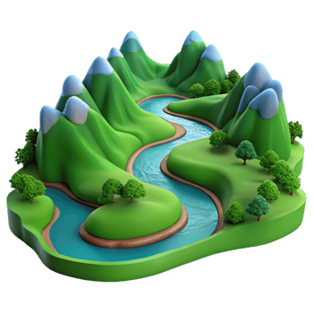 impressive artistic A Winding River Flowing Through a Lush G original png