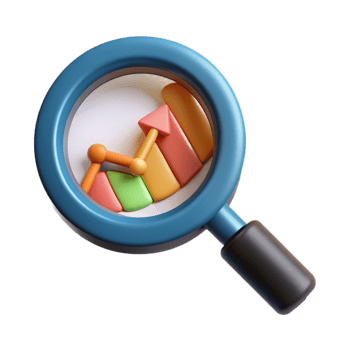 vibrant traditional Magnifying Glass with Financial Chart Isolated premium png