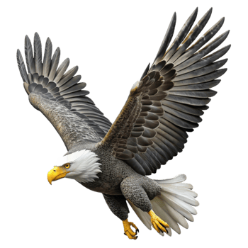 wonderful minimalist Majestic Bald Eagle Soaring Cutout on Transparent Background high resolution png