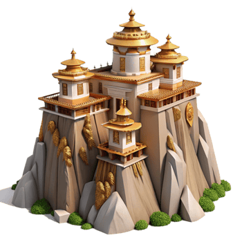 elegant vintage Majestic Mountaintop Monastery Isolated high quality png