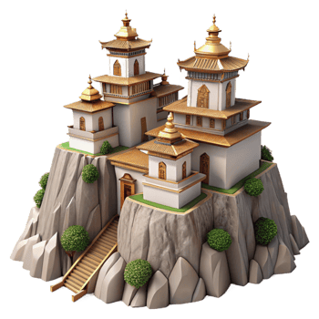wonderful contemporary Majestic Mountaintop Monastery Isolated premium png