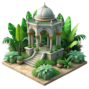 extraordinary traditional Majestic Palace Gardens Lush Greenery Isolated genuine png