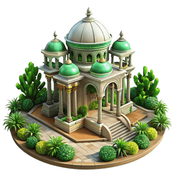 serene traditional Majestic Palace Gardens Lush Greenery Isolated exclusive png