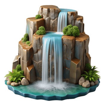 vibrant modern Majestic Waterfall Front View Cutout Image exclusive png